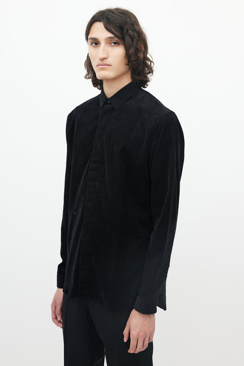 Dior Black Micro Corduroy Button Up Shirt