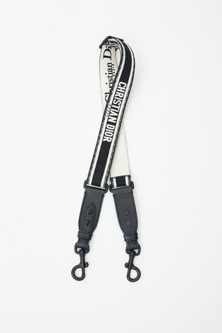 Dior Black & Cream Logo Canvas Shoulder Strap