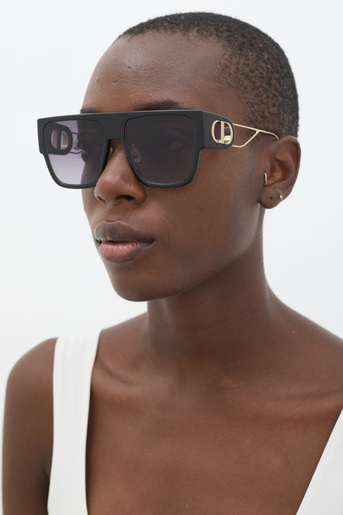 Dior Black & Gold 30Montaigne SU Square Sunglasses