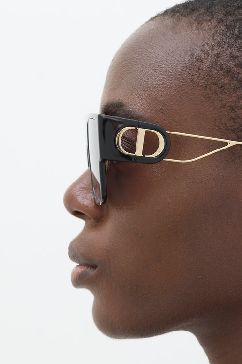 Dior Black & Gold 30Montaigne SU Square Sunglasses