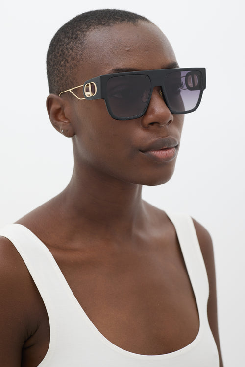 Dior Black & Gold 30Montaigne SU Square Sunglasses