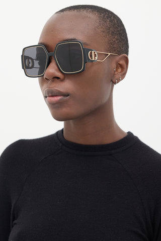 Dior Black & Gold 30Montaigne SU Square Sunglasses