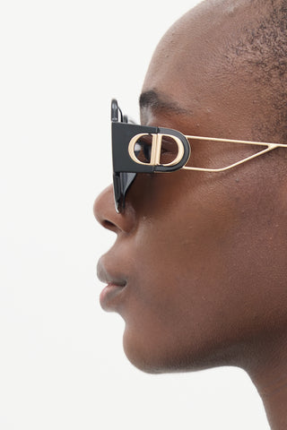 Dior Black & Gold 30Montaigne SU Square Sunglasses