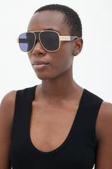 Dior Black & Gold DiorSignature A3U TF056 Aviator Sunglasses