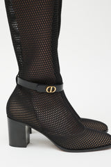Dior Black & Gold Empreinte Mesh Knee Height Boot