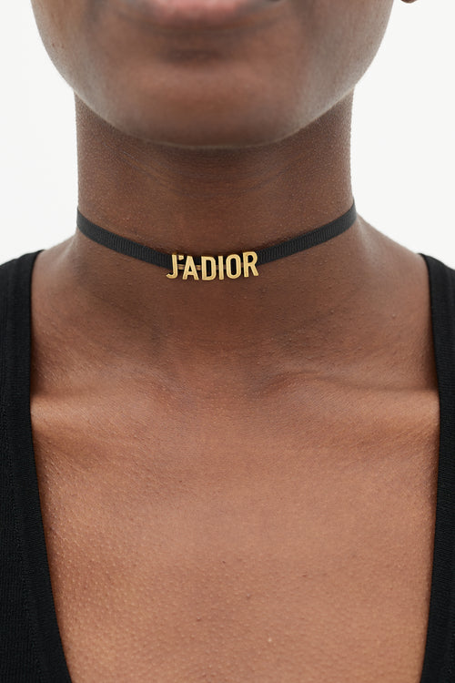 Dior Black & Gold J'Adior Choker Necklace