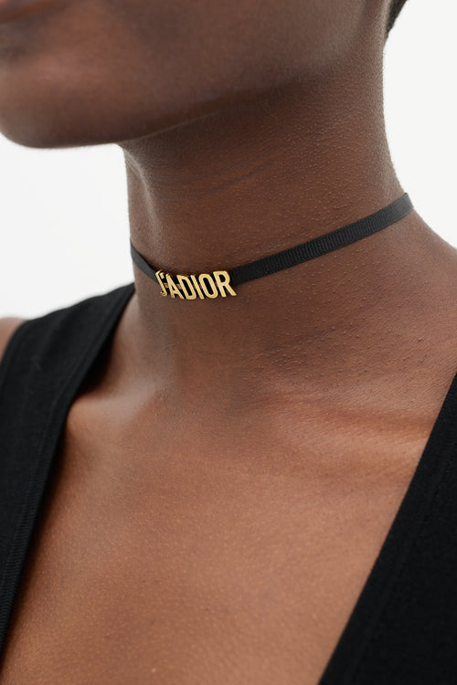 Dior Black & Gold J'Adior Choker Necklace