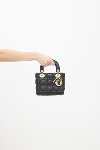 Dior Black & Gold Mini Lady Dior Bag