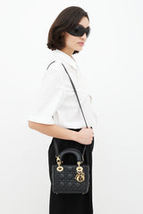 Dior Black & Gold Mini Lady Dior Bag
