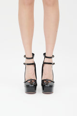 Dior Black & Gold Patent Leather Aime Dior Platform Heel