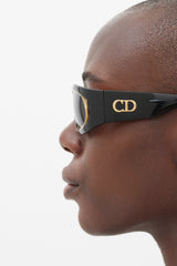 Dior Black & Gold Rounded Rectangular CD2040 Sunglasses