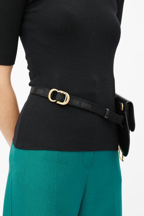 Dior Black & Gold Saddle Belt Bag