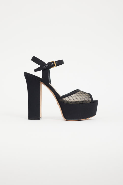 Dior Black Goldendior Mesh Platform Heel