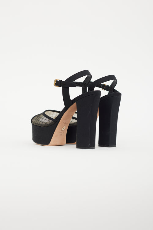 Dior Black Goldendior Mesh Platform Heel
