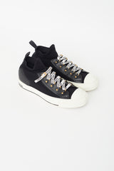 Dior Black Knit & Leather Walk'N'Dior High Top Sneaker
