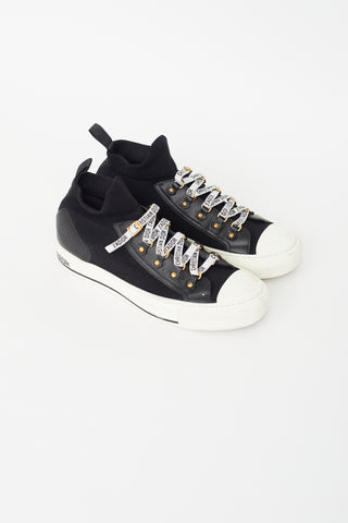 Dior Black Knit & Leather Walk'N'Dior High Top Sneaker