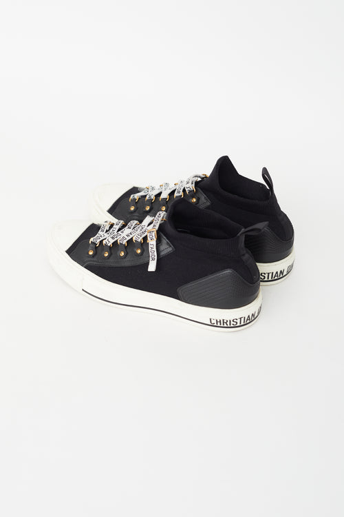 Dior Black Knit & Leather Walk'N'Dior High Top Sneaker