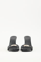 Dior Vinatge Black Leather & Canvas Logo Sandal