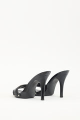 Dior Vinatge Black Leather & Canvas Logo Sandal