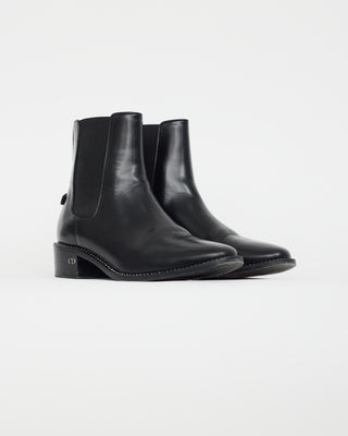Dior Black Leather Rhinestone Ankle Boot