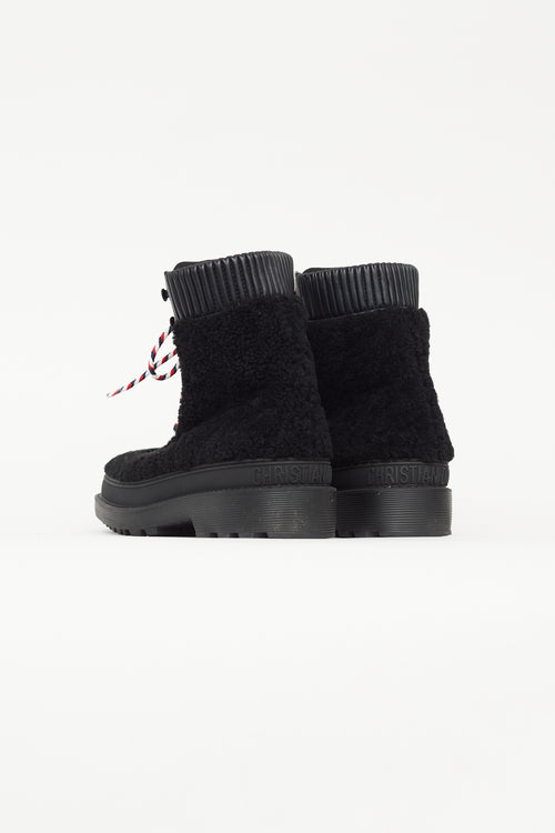 Dior Black Leather & Shearling Ankle Boot