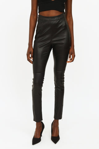 Dior Black Leather Skinny Pants