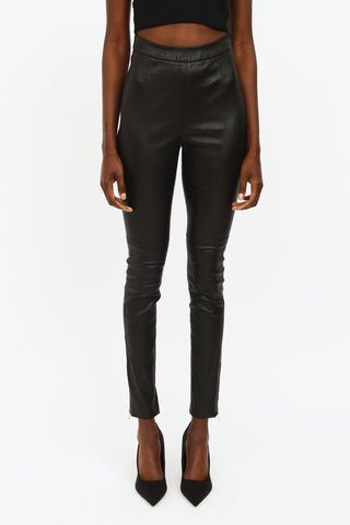 Dior Black Leather Skinny Pants