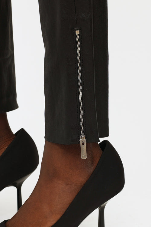 Dior Black Leather Skinny Pants