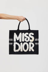 Dior Miss Dior Woven Graffiti Logo Tote Bag