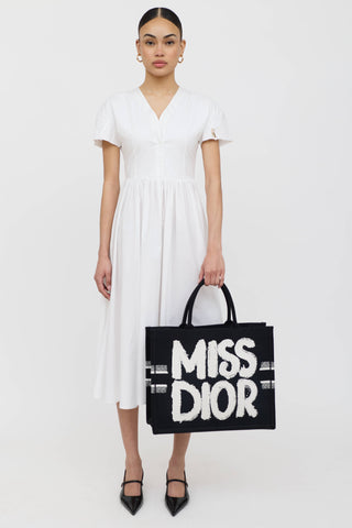 Dior Miss Dior Woven Graffiti Logo Tote Bag