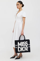 Dior Miss Dior Woven Graffiti Logo Tote Bag