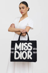 Dior Miss Dior Woven Graffiti Logo Tote Bag