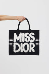 Dior Miss Dior Woven Graffiti Logo Tote Bag