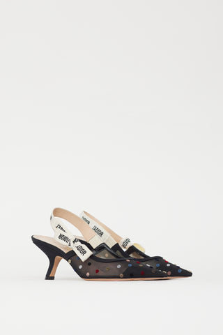 Dior Black & Multi Dots J'Adior Slingback Heel