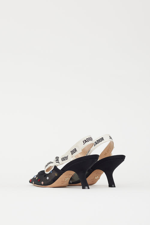 Dior Black & Multi Dots J'Adior Slingback Heel