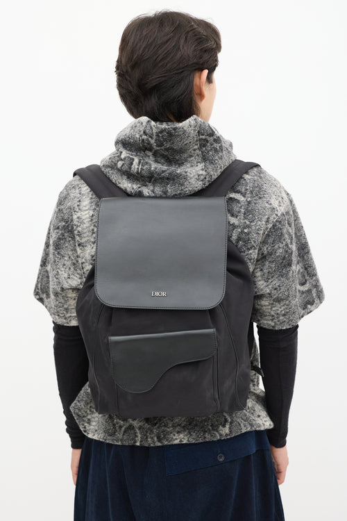 Dior Black Nylon Saddle Backpack