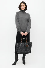 Dior Black Panarea Cannage Quilted Canvas Tote