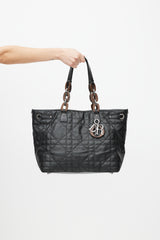 Dior Black Panarea Cannage Quilted Canvas Tote