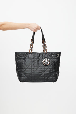 Dior Black Panarea Cannage Quilted Canvas Tote