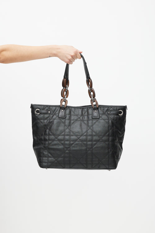 Dior Black Panarea Cannage Quilted Canvas Tote