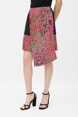 Dior Black & Pink Silk Pleated Wrap Skirt