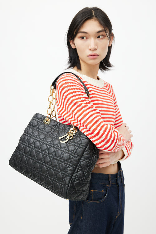 Dior Black Quilted Lady Dior Large Tote