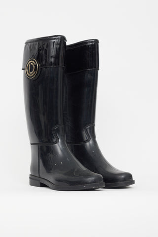 Dior Black Rubber Embellished Boot