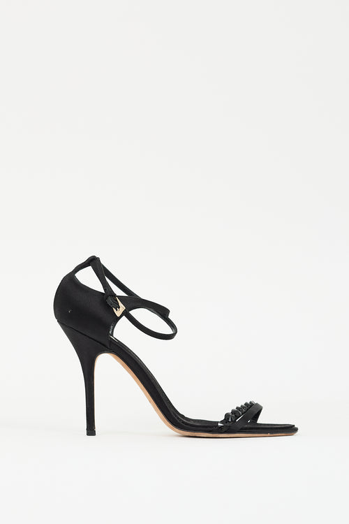 Dior Black Satin Embellished Heel