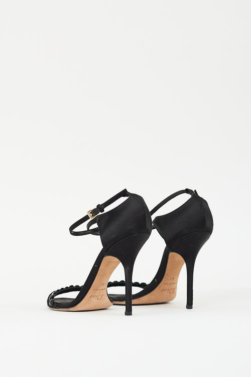 Dior Black Satin Embellished Heel