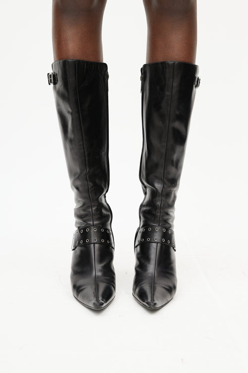 Dior Black & Silver Buckle Boot