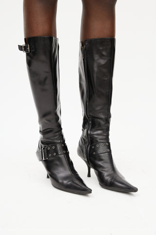 Dior Black & Silver Buckle Boot