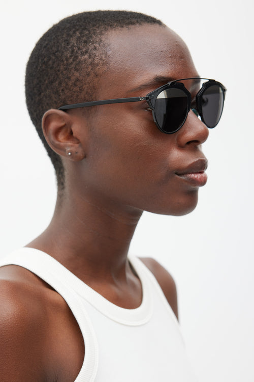 Dior Black & Silver DiorSoReal Circular Sunglasses