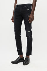 Dior Black & Silver Distressed Jeans