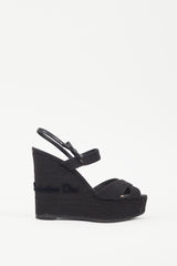 Dior Black & Silver Platform Logo Wedge Sandal